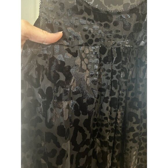 Maya Y2K Hitched Hem Dress M L Cheetah Sheet Black Sleeveless Bubble Puff     F - Picture 9 of 10